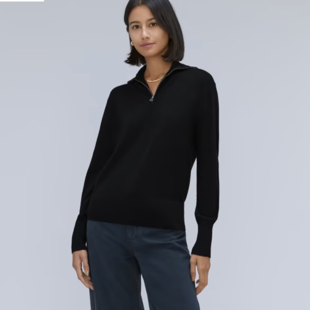 NWT EVERLANE The Luxe Merino Half-Zip Sweater